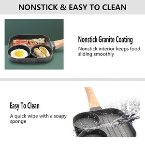 3-In-1 Anti-Aanbaklaag Aluminium Ei Koekenpan Met 3 Verdelers Wok Type Kookpan Voor Frituurpannen - Product Image 6