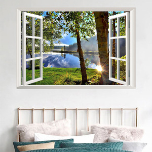 Calcomanías de <span class=keywords><strong>pared</strong></span> de paisaje <span class=keywords><strong>3D</strong></span> nuevas transfronterizas al por mayor <span class=keywords><strong>para</strong></span> sala de estar se puede quitar ventana decorativa pegatina de <span class=keywords><strong>pared</strong></span> personalizada - Product Image 2