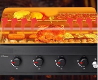 Barbecue intégré avec four, cuisinière portable à 4 brûleurs, acier inoxydable thermolaqué