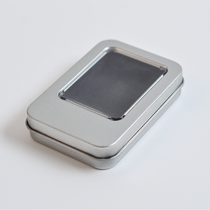 Boîte en fer blanc rectangulaire écologique de style nouveau, couleur argent personnalisée, petite boîte vide pour patchs à ongles, étui portable avec couvercle à fenêtre - Product Image 3