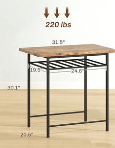 Meilleures ventes - Ensemble <span class=keywords><strong>de</strong></span> <span class=keywords><strong>table</strong></span> et chaises à manger carrées en bois brun durable, 3 pièces, avec étagère <span class=keywords><strong>de</strong></span> rangement, meubles <span class=keywords><strong>de</strong></span> salle à manger modernes - Product Image 2