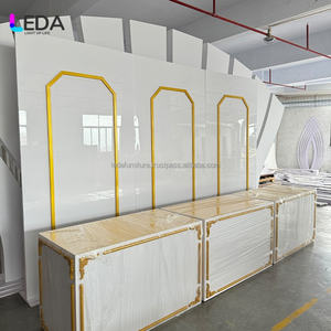 LEDA oro enmarcado romántico blanco boda suministros telón de fondo boda decoración para eventos de boda - Product Image 6