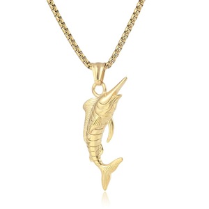 Yunnique Swordfish Animal Zodiac <b>Titanium</b> Steel Steel Gold Unisex Necklace Gift Fashion Sweater <b>Chain</b> Accessory - Product Image 1