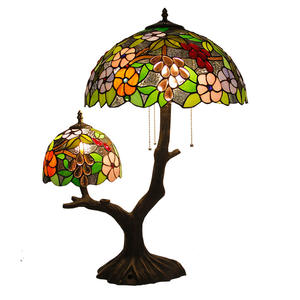 <span class=keywords><strong>Lampe</strong></span> de table de style <span class=keywords><strong>Tiffany</strong></span> Jiyuanlux, 8 pouces, libellule rouge, <span class=keywords><strong>art</strong></span> déco, verre teinté vert, <span class=keywords><strong>lampe</strong></span> de table pour salon, chambre à coucher - Product Image 3