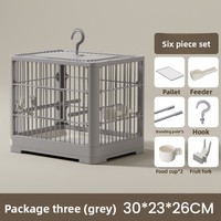 Cages à oiseaux en métal robustes en gros avec plateau en plastique, design moderne de luxe, respirantes, fermeture à bouton-pression, cage portable pour la maison et les voyages