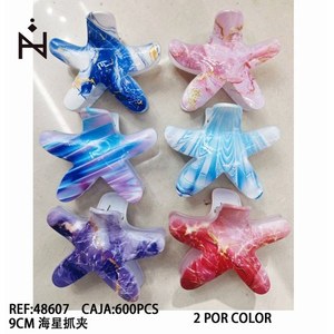 Fermaglio per capelli a forma di stella marina da 9 cm per donna, accessorio per capelli alla moda e colorato - Product Image 3