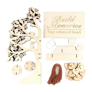 Arbre à vœux en bois en forme de cœur, ornement artisanal de 13,4 pouces, panneau suspendu pour mariage, décoration d'arbre généalogique, décoration de fête - Product Image 3