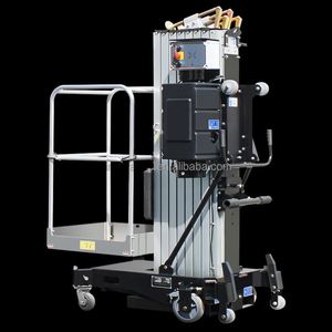 Plate-forme élévatrice en aluminium approuvée CE 12m électrique simple homme pousser autour de l'élévateur de mât vertical à vendre - Product Image 1