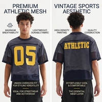 T-shirt de football en maille respirante pour homme, coupe ample et oversize, avec numéro imprimé, manches courtes, style athlétique et streetwear, vente en gros
