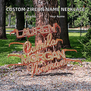 镀金不锈钢锆石字母全名个性化定制水钻周年纪念项链 - Product Image 2