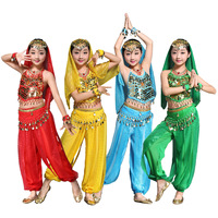 Ensemble de 7 pièces de costume de danse du ventre pour filles, tutu en mousseline et jupes, tenue de scène de danse indienne