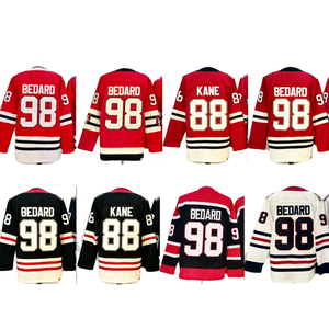 Jersey Hoki Es Pria Chicago 2025-2026 Grosir 98 Connor dan BEDARD 88 KANE Setelan Hoki Es Berkualitas Tinggi Bordir Penuh - Product Image 1