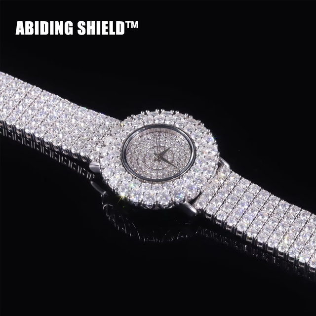 Abiding Jewelry Factory Price Custom Designs Real Gold Diamond Watch Wholesale Luxury 925 Sterling Silver Moissanite Watches
