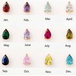 ट्रेंडी महिला आभूषण स्टेनलेस स्टील नेकलेस सीजेड जिरकोन वॉटर ड्रॉप पेंडेंट बर्थस्टोन नेकलेस - Product Image 2