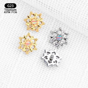 Boucles d'oreilles en opale flocon de neige en alliage de titane F136, serties de griffes, bijoux de piercing tendance pour soirée - Product Image 3