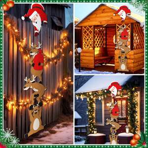 Nouvel art de jardin de Noël transfrontalier, Père Noël gonflable qui tombe du toit, décorations de jardin de vacances en plein air - Product Image 4