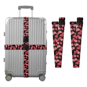 Paquete de 2 Correas de Equipaje Ajustables de Poliéster con Estampado Personalizado de Anthurium de Hawái, Correa Cruzada para Maleta de Viaje - Product Image 1