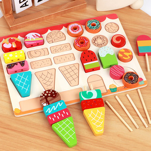 Juguete educativo de madera DIY para niños, tienda de helados, juego de simulación, ayuda didáctica para tablero de aprendizaje, helado casero - Product Image 1