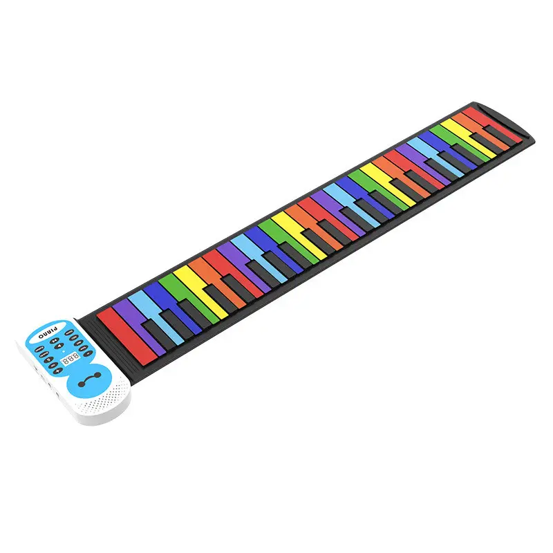 Bunte 49 Tasten mit Lautsprechern Kinder Silikon USB Harfe Früher ziehung Lernspiel zeug Geschenk hand gerolltes Klavier