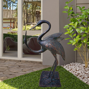 Grande sculpture de grue en aluminium moulé grandeur nature décoration de jardin thème couple amoureux art de jardin en métal - Product Image 2