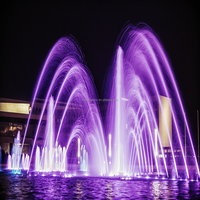 Fontaine combinée en acier inoxydable avec sculpture de lotus et jets LED RGB DMX512 pour projet de place publique emblématique