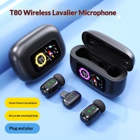 Microphone cravate sans fil T80 avec étui de charge pour une réponse en fréquence de 100 Hz à 20 kHz pour la diffusion vidéo en direct