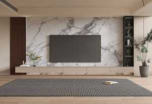 Design moderne 4x8 pieds 32 m² Plaques PVC Marbre Bleu Brume Imperméables Faciles à Poser Motif Damassé Gaufré pour Mur Extérieur - Product Image 4