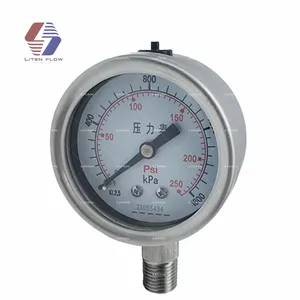 2.5" Liquid Filled Pressure Gauge 0 - 400 Psi Stainless Steel Case Lower Mount