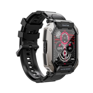 Reloj inteligente C20 de 1,81 pulgadas para hombres para deportes al aire libre iOS Compatible con llamadas Bluetooth 1ATM resistente al agua Batería grande silicona cuadrada - Product Image 6