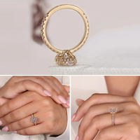 2 Karat Oval Gizli Haleli Pave Bantlı Laboratuvar Üretimi Elmas Nişan Yüzüğü 14K/18K Som Altın IGI Sertifikalı CVD/HPHT Özel Tasarım Mücevher