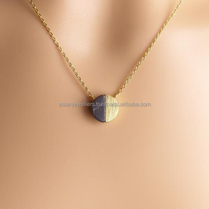 925 plata esterlina negro encanto collar de piedras preciosas mate acabado en oro vermeil - Product Image 1
