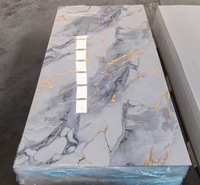 Nouvelle Arrivée Plaques de Marbre UV Géométriques Modernes Imperméables en PVC, Plaques de Marbre Artificiel en Plastique pour Usage Domestique et Commercial