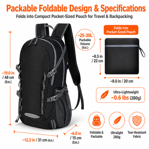 40L Ultra Lightweight Fashion Hiking Waterproof Foldable Travel Daypack with Multi Compartments Outdoor Backpack - Product Image 5