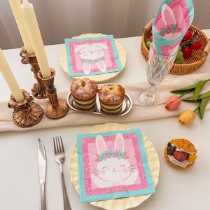 Printed Rabbit Shaped Paper Napkins 33x33cm Easter Party Disposable Tableware <b>Decorations</b> - Product Image 1