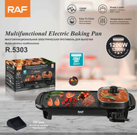 Barbecue électrique multifonctionnel 2 en 1 avec hot pot, gril électrique d'intérieur sans fumée RAF R.5303 Maifanstone antiadhésif