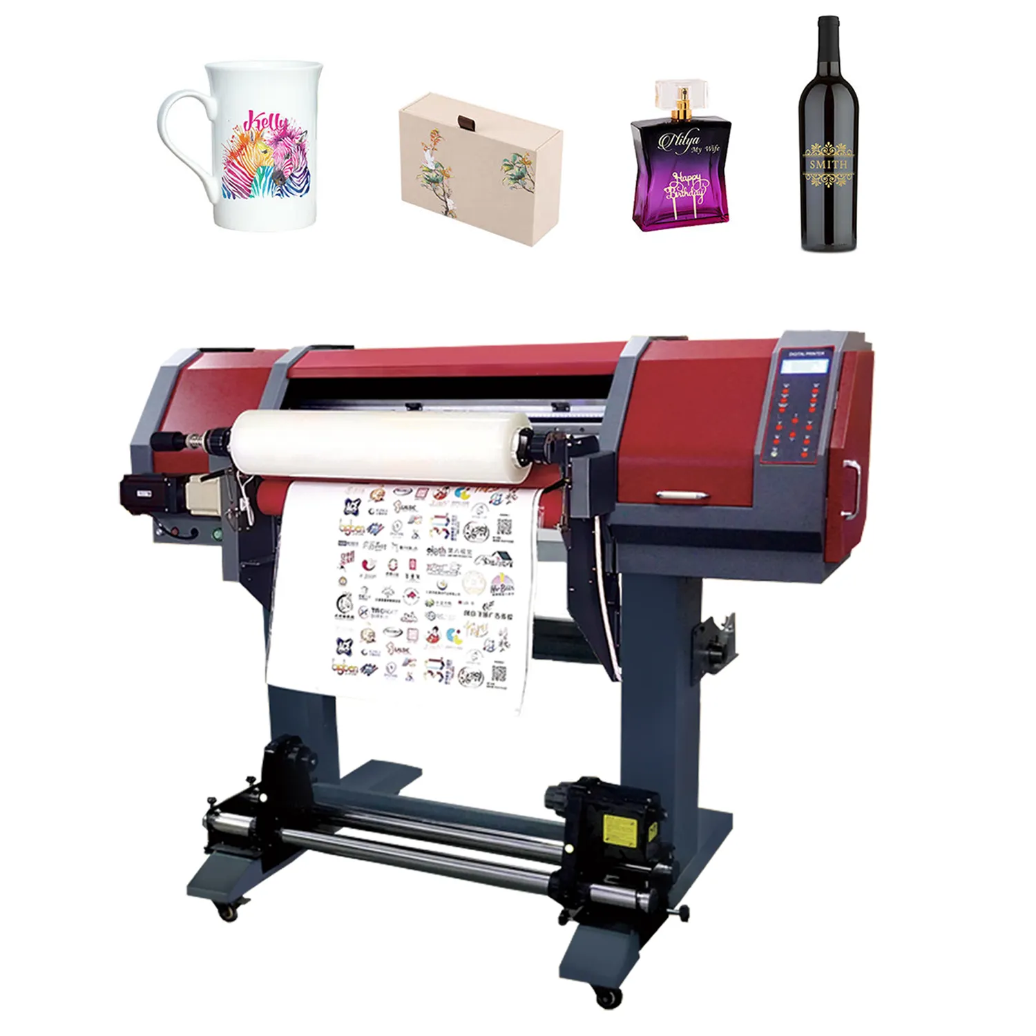 60Cm/24 "Rol Om Uv Dtf Printer Uv Inkjet Dtf Printer Te Rollen Met Lamineren Cmyk W Vernis Uv Dtf Sticker Printer