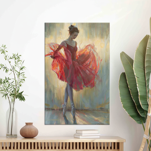Tableau imprimé sur toile : Élégante ballerine en robe rouge, TOILE ENVELOPPEE - Product Image 3