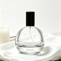 Botella de Vidrio Transparente Redonda de 30 ml, 50 ml, 75 ml, 100 ml para Exhibición de Fragancias Únicas y Elegantes, Botella de Perfume Exclusiva