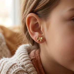 Pendientes Personalizados YUNCHENG <span class=keywords><strong>para</strong></span> Niños, Pequeños, Chapados en Oro de 14K, Clásicos con Cierre de Rosca, Joyería de Plata de Ley 925 <span class=keywords><strong>para</strong></span> <span class=keywords><strong>Bebés</strong></span> - Product Image 2
