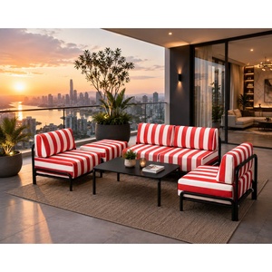 Modern 6-Piece Outdoor Steel Sofa Set with OLEFIN Cushions for Patio <b>Garden</b> Resort Contemporary Design Style - Product Image 6