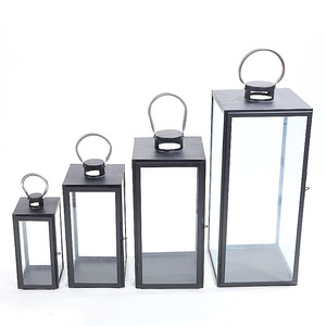 Grande portacandele quadrato in metallo con candelabri di cristallo a prova di vento a LED per matrimonio modello di vaso di natale con lanterna in ferro - Product Image 5