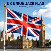 Drapeau Union Jack du Royaume-Uni, 3x5 pieds, en polyester 100D résistant aux intempéries, couleurs vives, pour célébrations en extérieur, logo personnalisé