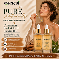 Huile Double de Cannelle (Écorce et Feuilles) Distillée à la Vapeur, Non Diluée, OEM Personnalisée en Gros, pour Diffuseur d'Huiles Chaudes, Réchauffant Corporel, Antioxydant, Purifiant pour la Peau