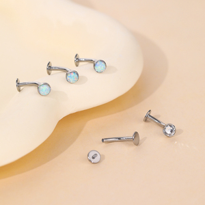 G23 titanio 14G Base convexa CZ flotante ombligo anillos ópalo curvado Barbell ombligo Bar Piercings Sexy mujer joyería regalo - Product Image 5