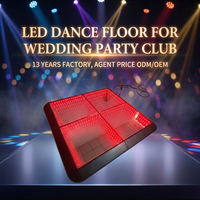 Dalles de sol lumineuses pour scène de fête 16x16 pieds, dalles de danse LED magnétiques sans fil 3D pour mariage en extérieur