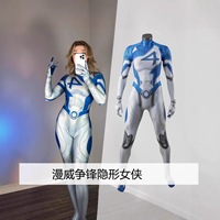 Disfraz de Mujer Invisible de Marvel para Hombre, Mono Unisex para Adultos, Traje de Cosplay con Etiqueta, Disfraz para Juego de Rol de Película o Televisión
