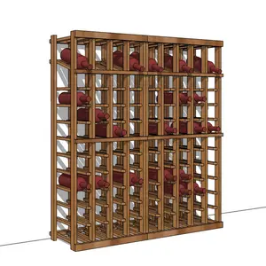 Estante de vino de bodega modular de pie de madera colgante rojo flotante para la venta soporte de vino piso de pie independiente