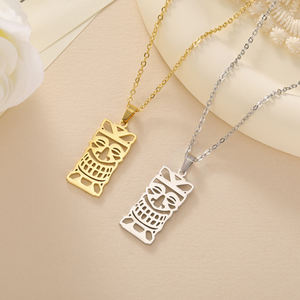 Myshape Tiki Totem Collar Pueblo Indígena Máscara Cultura Tribal Colgante Geométrico Joyería de Acero Inoxidable - Product Image 3