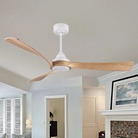 52 pouces d'économie d'énergie LED ventilateur de plafond éclairé télécommande finition en bois chambres climatisation ventilateur alimenté en courant continu pour chambres