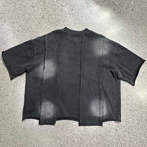 Custom Graphic Screen Printing Cotton Oversized Boxy Short Sleeve Acid Wash Cropped T <strong>Shirt</strong> Cut and Sew <strong>Patchwork</strong> T-<strong>Shirt</strong> - Product Image 2